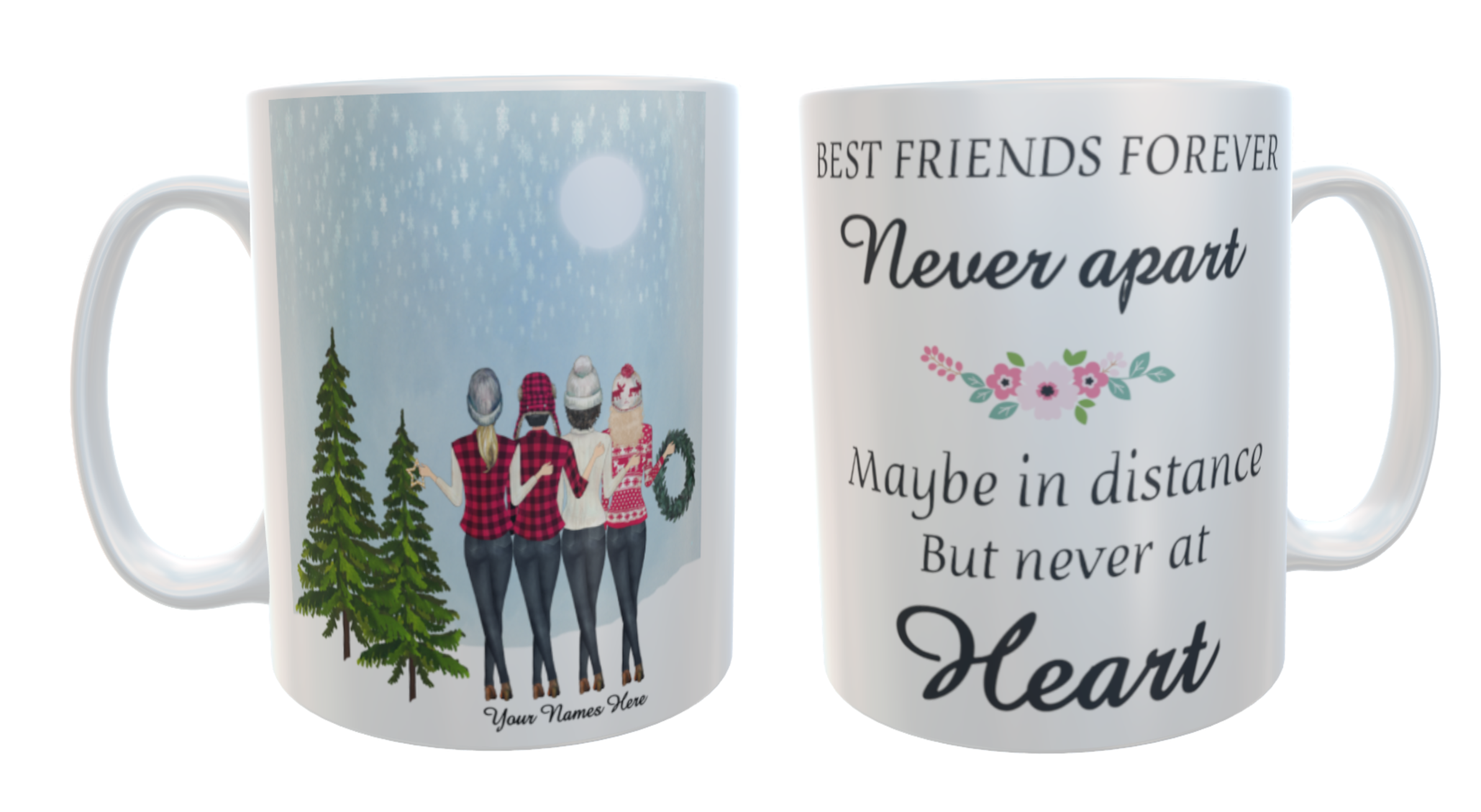 Winter Days Best Friends Forever Mug, Custom Best Friends Mug